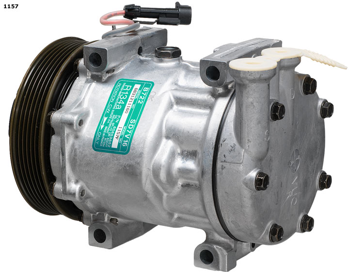 Compresor De Aire Acondicionado Harrison Sanden SD7V16 (145, 146, 147, 156, 166, GT, GTV, Spider, Barchetta, Bravo, Brava, Coupe, Marea, Multipla, Stilo, Dedra, Delta, Lybra)